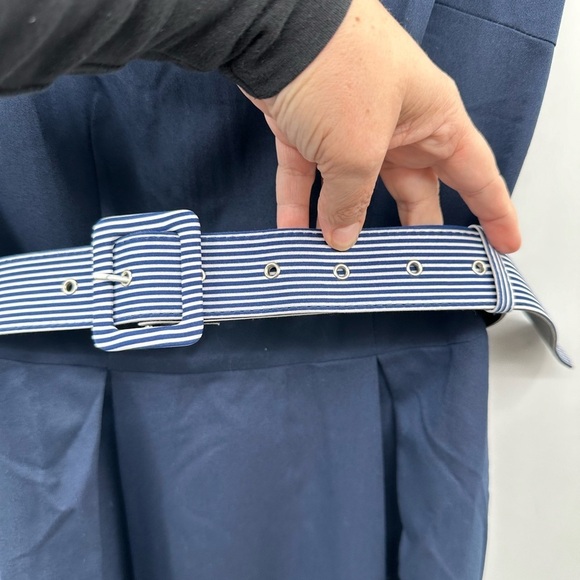 Voodoo Vixen Navy Blue Nautical Dress with Belt. - Picture 3 of 15